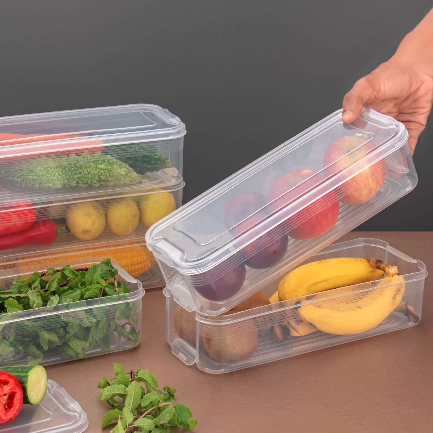 3 Fridge Storage Container, Fridge Organizer with Lid Stackable Fridge Storage Containers Plastic Freezer Storage Containers for Fish, Meat, Vegetables, Fruits, Pack of 3pcs, 1500ML Approx 3 Fridge Storage Container, Fridge Organizer with Lid Stackable Fridge Storage Containers Plastic Freezer Storage Containers for Fish, Meat, Vegetables, Fruits, Pack of 3pcs, 1500ML Approx